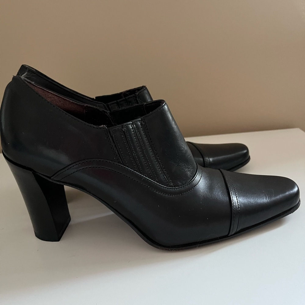 Coach Black Leather Heel Booties